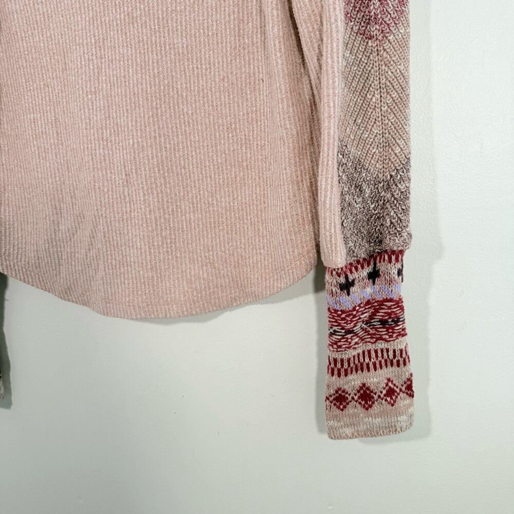 Anthropologie Daily Practice Pale Pink Contrast Panel Sleeve Knit Thermal XS - Picture 2 of 11